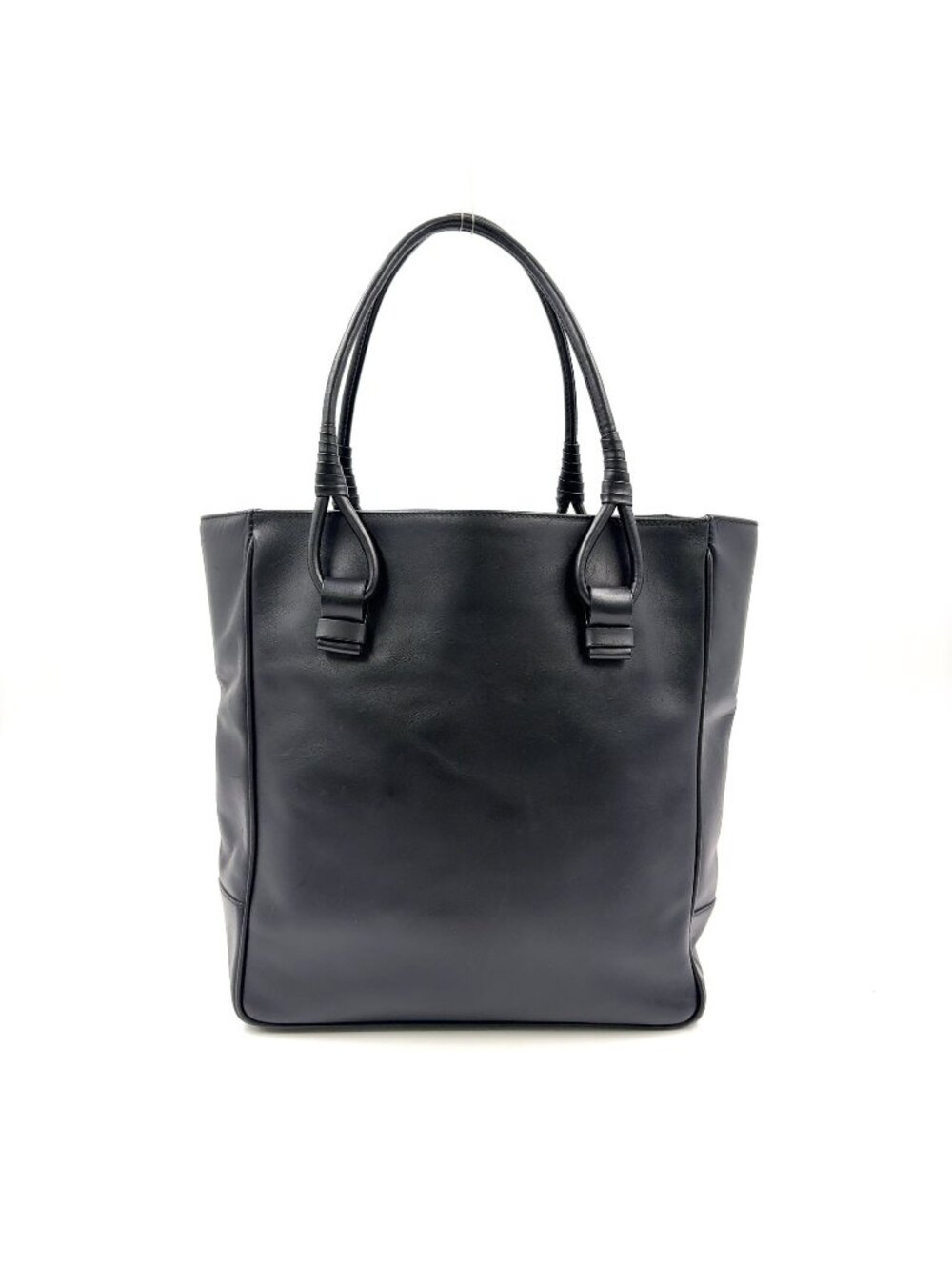 Bottega Veneta Twist Handle Vertical Leather Black Tote Bag Gold